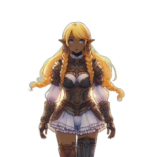 dress, staff, sword, concept art, fantasy art, pixel art, anime, golden transparent PNG cut-out