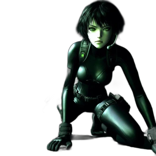 concept art, comic book art, cyberpunk, 3d render, green, dark, futuristic, setting transparent PNG cut-out
