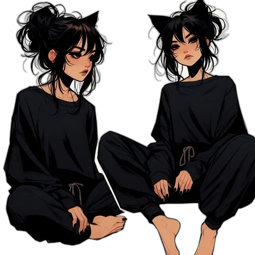 dress, anime, concept art, pixel art, fantasy art, dark, monochrome, earth tones transparent PNG cut-out