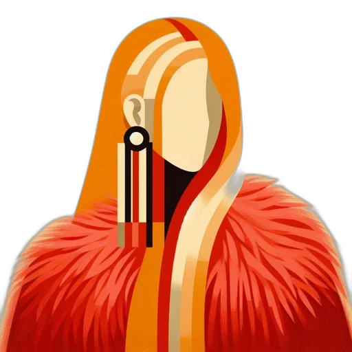 hair, jewelry, jacket, mask, concept art, 3d render, pixel art, fantasy art transparent PNG cut-out