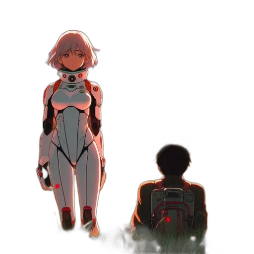 robot, jacket, dress, creature, concept art, anime, pixel art, cyberpunk transparent PNG cut-out