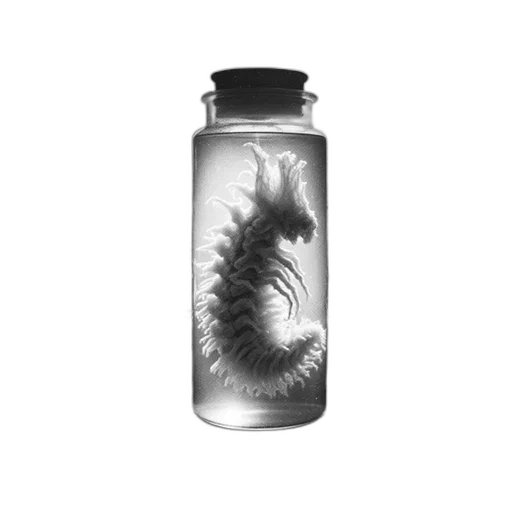 dragon, bottle, creature, animal, photorealistic, fantasy art, concept art, pixel art transparent PNG cut-out