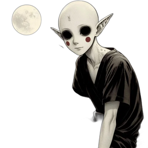 mask, creature, staff, face, concept art, comic book art, fantasy art, anime transparent PNG cut-out