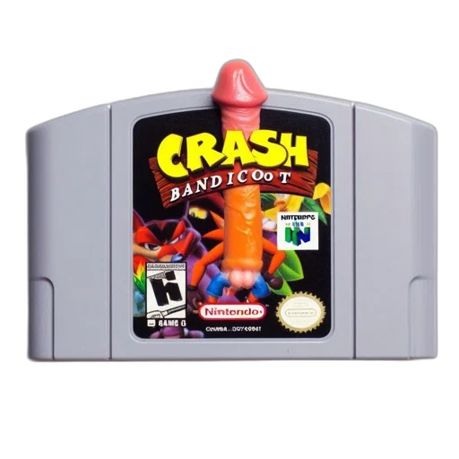 weapon, creature, pixel art, modified, n64, crash, bandicoot, cartridge transparent PNG cut-out