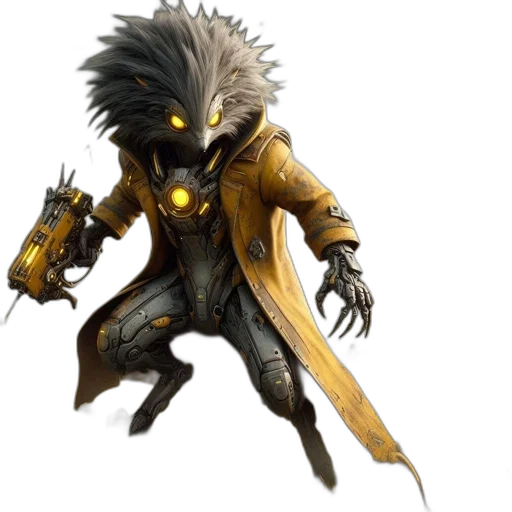 staff, creature, weapon, concept art, fantasy art, cyberpunk, pixel art, golden transparent PNG cut-out
