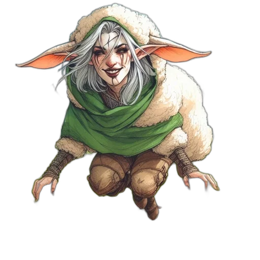 creature, face, staff, mask, fantasy art, concept art, watercolor, comic book art transparent PNG cut-out
