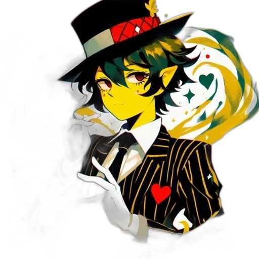 mask, hat, staff, jacket, pixel art, cartoon, anime, concept art transparent PNG cut-out