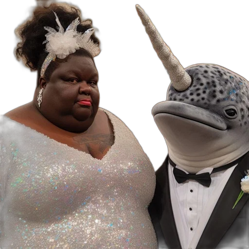 animal, dress, underwater, outer space, bride, woman, groom, narwhal transparent PNG cut-out
