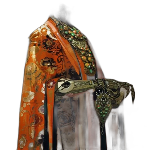 jacket, dress, mask, jewelry, concept art, photorealistic, fantasy art, oil painting transparent PNG cut-out