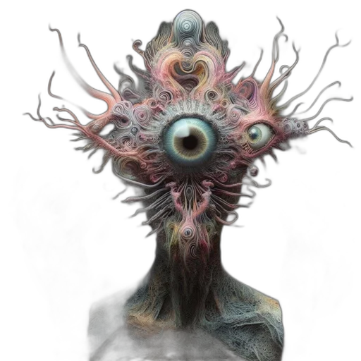 creature, mask, face, hair, concept art, fantasy art, 3d render, photorealistic transparent PNG cut-out