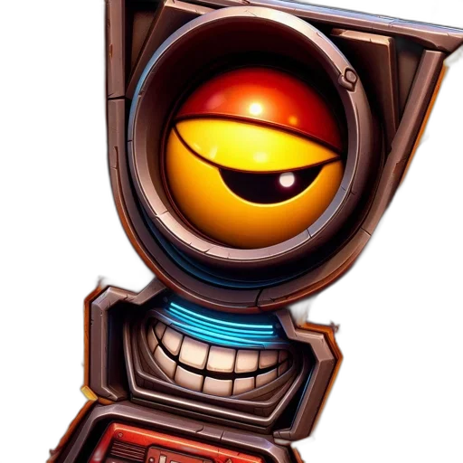 robot, face, weapon, mask, concept art, 3d render, close-up, robotic transparent PNG cut-out