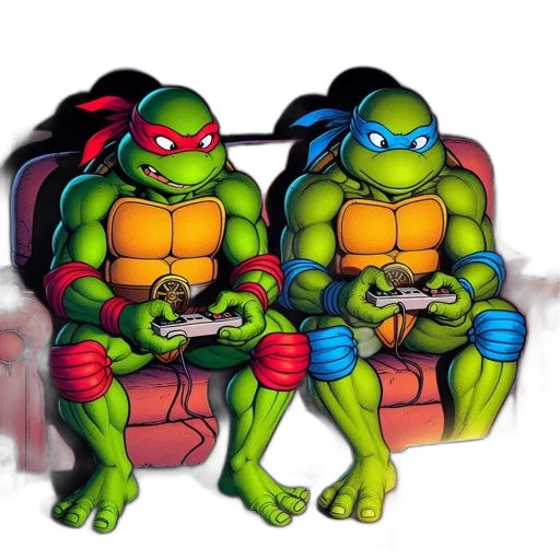 concept art, 3d render, pixel art, photorealistic, two, teenage, mutant, ninja transparent PNG cut-out