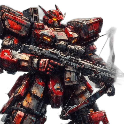 weapon, robot, concept art, 3d render, photorealistic, red, intricately, designed transparent PNG cut-out