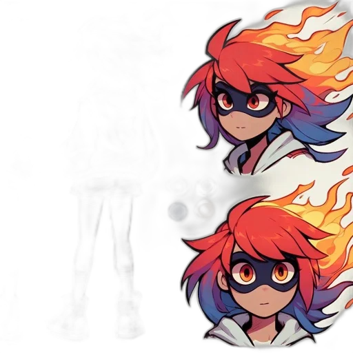 jacket, concept art, pixel art, anime, comic book art, fire, red, colorful transparent PNG cut-out