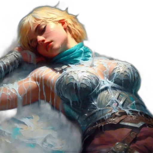 fantasy art, concept art, oil painting, photorealistic, underwater, snow, blue, pastel transparent PNG cut-out