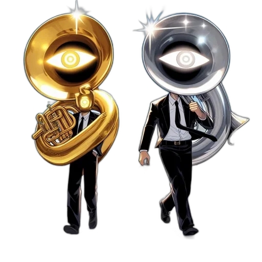 mask, jewelry, concept art, 3d render, cartoon, two, characters, musical transparent PNG cut-out