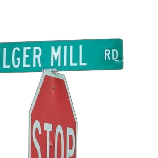 3d render, city street, green, street, sign, reading, bulger, mill transparent PNG cut-out