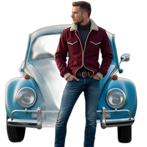 jacket, car, 3d render, concept art, photorealistic, cartoon, city street, blue transparent PNG cut-out