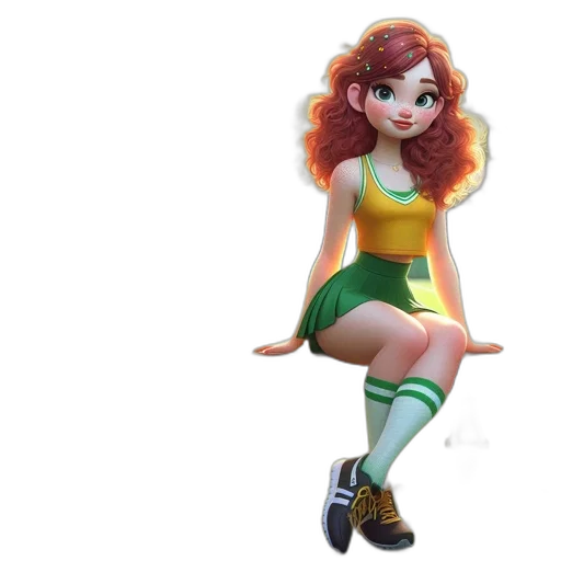 dress, concept art, 3d render, fantasy art, cartoon, green, young, female transparent PNG cut-out
