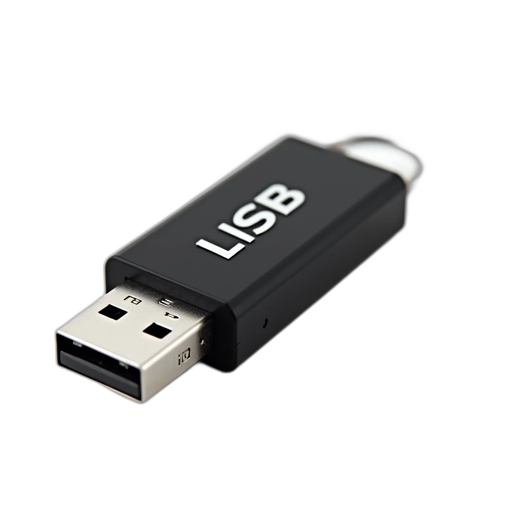 3d render, sleek, black, usb, flash, drive, silver, logo transparent PNG cut-out