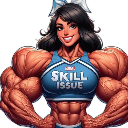 comic book art, concept art, cartoon, photorealistic, muscular, animated, female, large transparent PNG cut-out