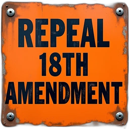 weathered, orange, sign, words, repeal, 18th, amendment, black transparent PNG cut-out