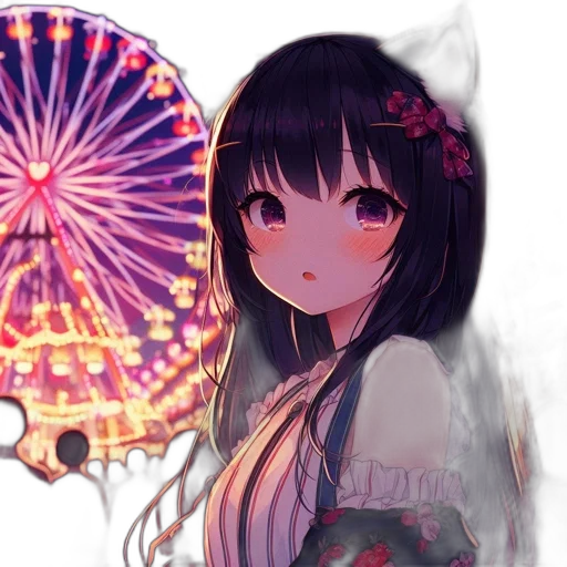 umbrella, dress, flower, staff, anime, pixel art, fantasy art, concept art transparent PNG cut-out