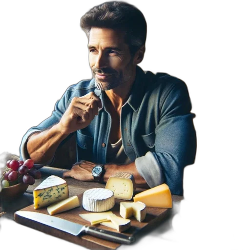 food, photorealistic, oil painting, concept art, man, enjoys, relaxed, moment transparent PNG cut-out