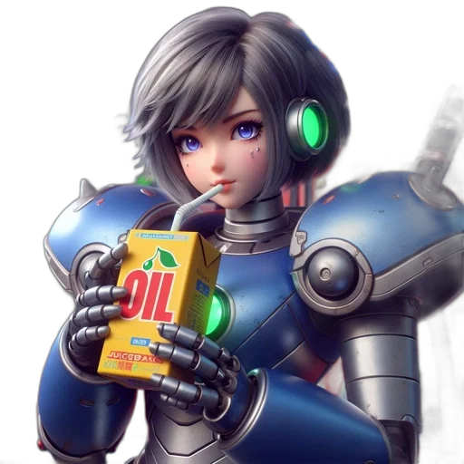 robot, weapon, food, bottle, concept art, vaporwave, cyberpunk, anime transparent PNG cut-out