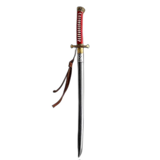 sword, weapon, staff, 3d render, traditional, samurai, red, white transparent PNG cut-out