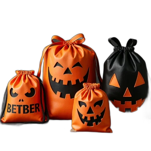 3d render, group, bags, halloween transparent PNG cut-out