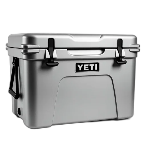silver, yeti, brand, cooler, name, logo, side transparent PNG cut-out