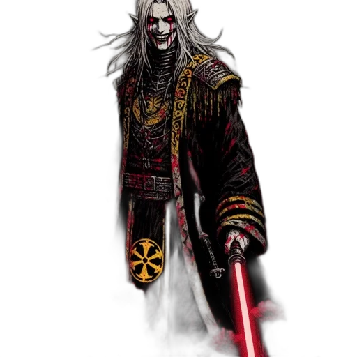 staff, sword, mask, concept art, fantasy art, comic book art, pixel art, red transparent PNG cut-out