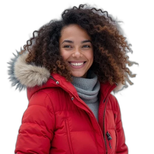 jacket, face, hat, staff, photorealistic, 3d render, snow, red transparent PNG cut-out