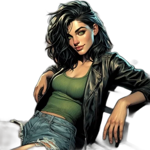 jacket, comic book art, concept art, fantasy art, photorealistic, green, earth tones, young transparent PNG cut-out