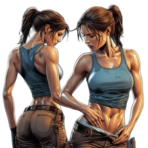 comic book art, concept art, photorealistic, cartoon, female, character, blue, tank transparent PNG cut-out