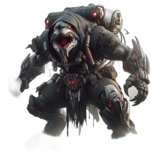 robot, weapon, creature, concept art, fantasy art, 3d render, cyberpunk, rocky transparent PNG cut-out