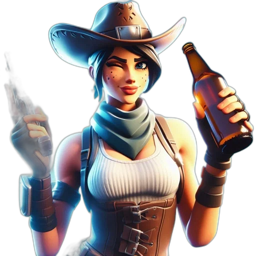 weapon, hat, bottle, jacket, concept art, pixel art, fantasy art, 3d render transparent PNG cut-out