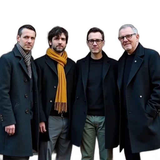 staff, jacket, first, image, shows, four, men, standing transparent PNG cut-out