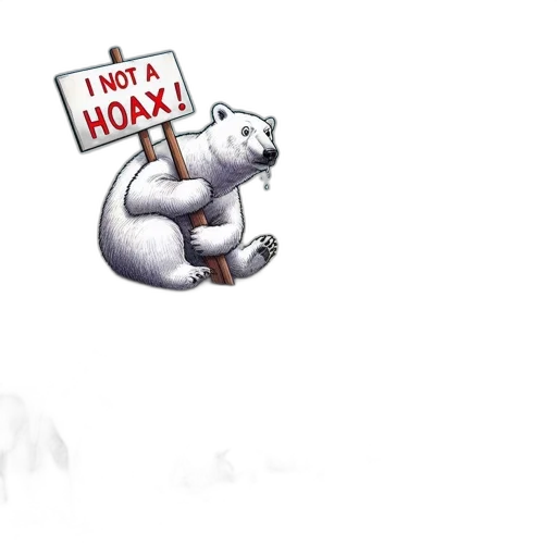 concept art, pixel art, polar, bear, sits, iceberg, holding, sign transparent PNG cut-out