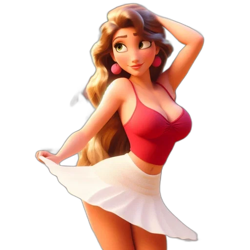 dress, concept art, 3d render, cartoon, pixel art, red, animated, female transparent PNG cut-out