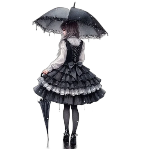 umbrella, dress, jacket, hat, concept art, photorealistic, fantasy art, 3d render transparent PNG cut-out