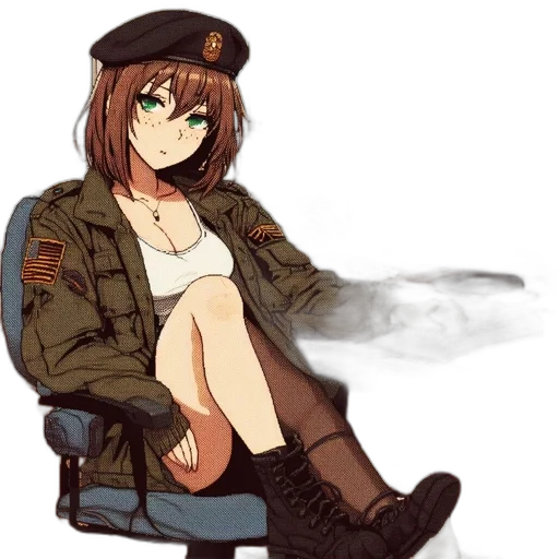jacket, weapon, hat, dress, concept art, anime, pixel art, cartoon transparent PNG cut-out