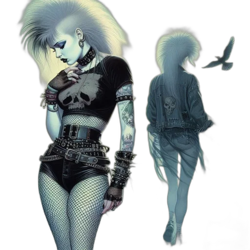 jacket, cyberpunk, concept art, comic book art, fantasy art, dark, blue, monochrome transparent PNG cut-out