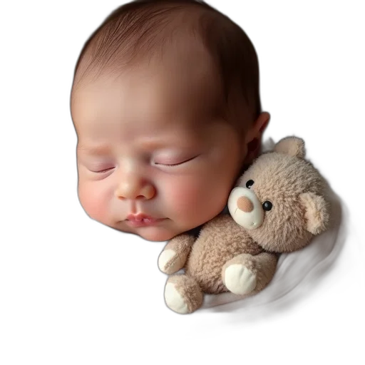 face, photorealistic, 3d render, oil painting, concept art, newborn, baby, sleeping transparent PNG cut-out