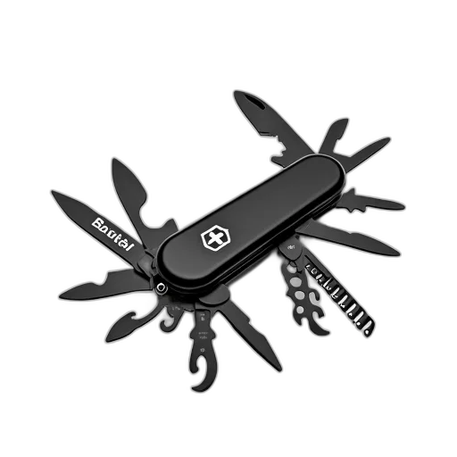weapon, staff, 3d render, black, swiss, army, knife, all transparent PNG cut-out