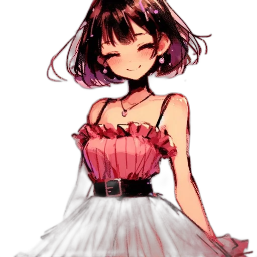 dress, crown, flower, creature, watercolor, pixel art, anime, concept art transparent PNG cut-out