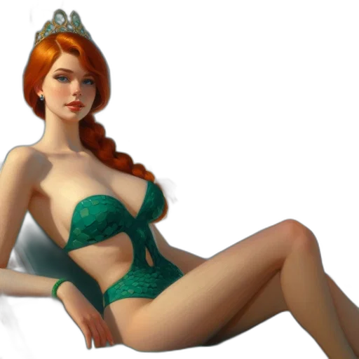 crown, dress, concept art, 3d render, fantasy art, photorealistic, underwater, green transparent PNG cut-out