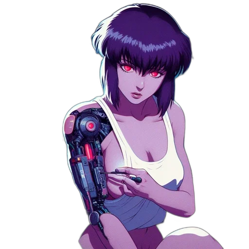 robot, weapon, cyberpunk, concept art, vaporwave, pixel art, neon lights, outer space transparent PNG cut-out