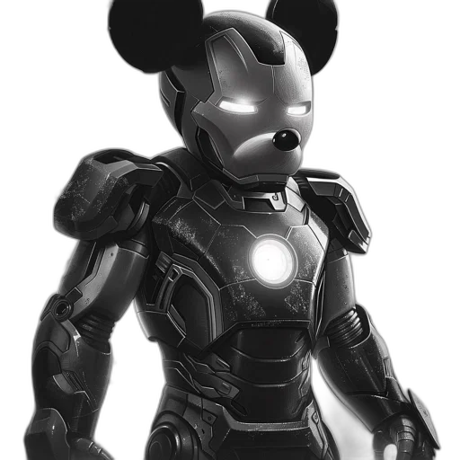 robot, mask, 3d render, concept art, comic book art, cyberpunk, dark, monochrome transparent PNG cut-out